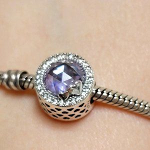 Charm Purple Sparkling Heart 925 silver for Pandora bracelet